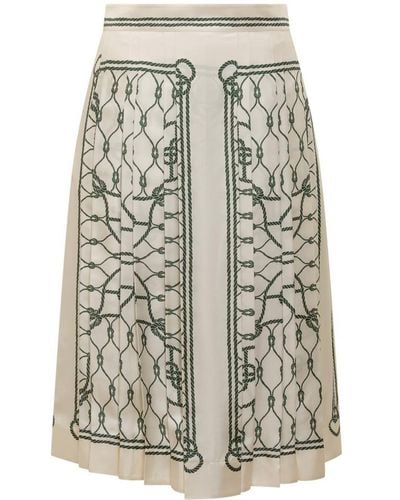 Tory Burch Printed Silk Skirt - White