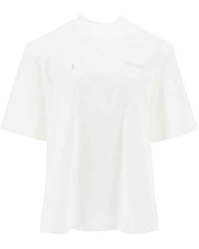 The Attico Kilie Oversized T Shirt With Padded Shoulders - White