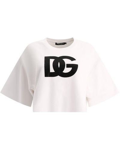 Dolce & Gabbana Logo Cotton Cropped T-Shirt - White