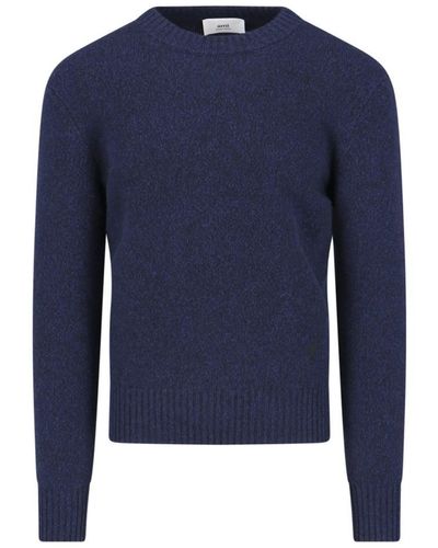 Ami Paris Logo Crewneck Sweater - Blue