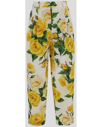 Dolce & Gabbana Floral Pants - Yellow