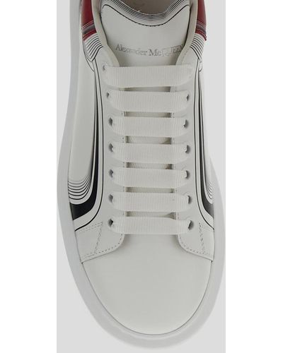 Alexander McQueen White Bordeaux And Silver Leather Oversized Trainers