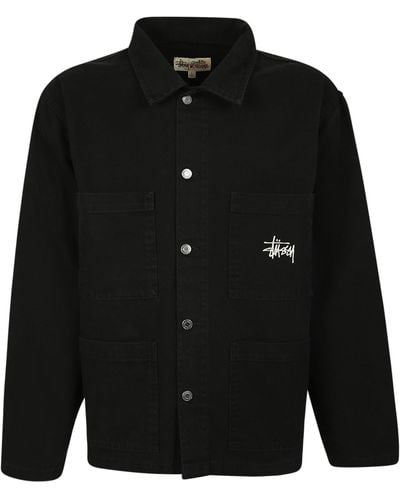 Stussy Chore Jacket From Features A Work Style Crafted From Heavy Cotton - Black