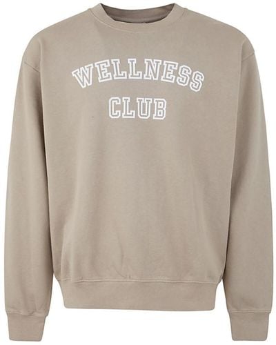 Sporty & Rich Wellness Club Flocked Crewneck Clothing - Grey