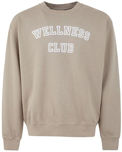 Sporty & Rich Wellness Club Flocked Crewneck Clothing - Gray