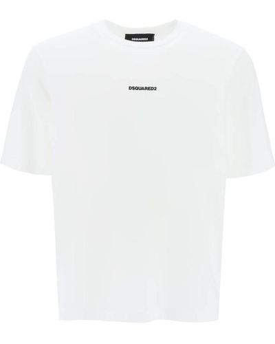 DSquared² Slouch Fit T Shirt With Logo Print - White