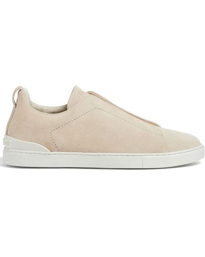 Zegna Triple Stitch Low-top Trainer Shoes - Natural