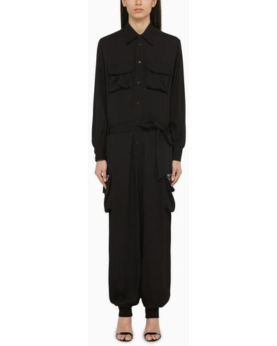 DSquared² Black Silk Blend Jumpsuit
