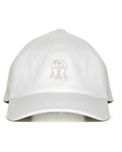 Brunello Cucinelli Logo Cotton Baseball Cap - White