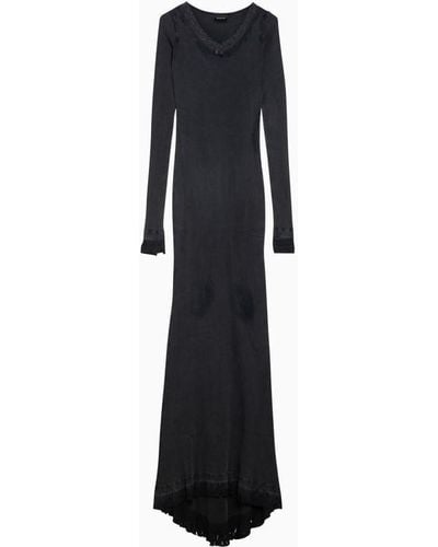 Balenciaga Cotton Maxi Lingerie Dress - Black