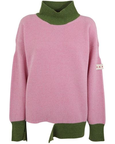 Marni Crew Neck Long Sleeves Loose Fit Sweater Clothing - Pink