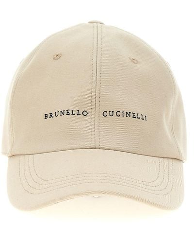 Brunello Cucinelli Logo Embroidery Cap Hats - Natural