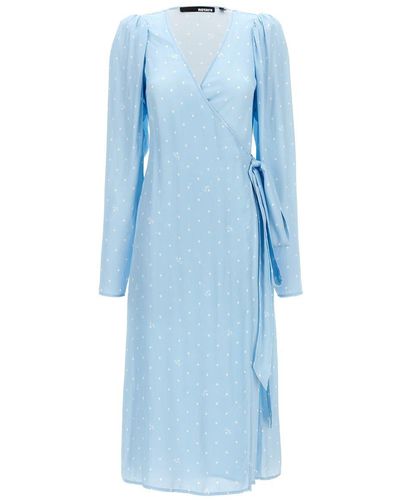 ROTATE BIRGER CHRISTENSEN 'Textured Midi Wrap' Dress - Blue