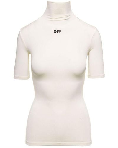 Off-White c/o Virgil Abloh Off- And Viscose Blend Top - Natural