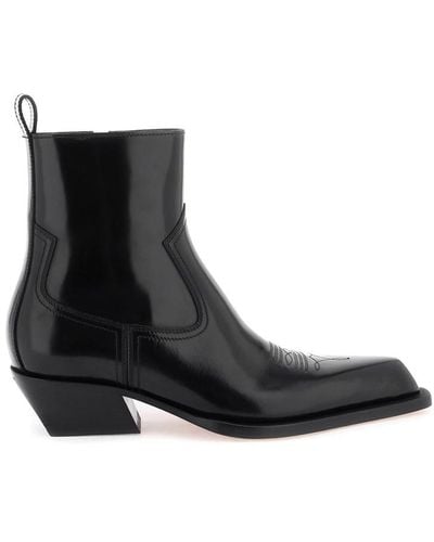 Off-White c/o Virgil Abloh Leather Texan Ankle Boots - Black