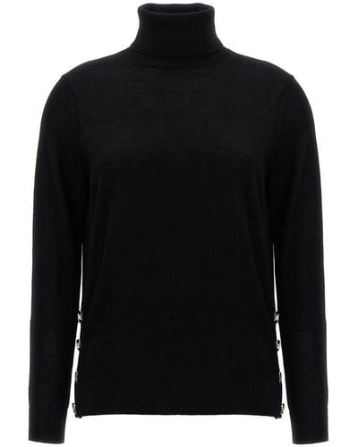 Michael Kors Logo Buttons Turtleneck Sweater - Black