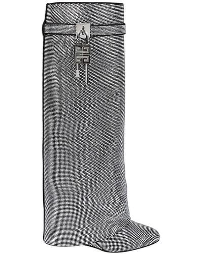 Givenchy Shark Lock Rhinestones-embellished Boots - Grey