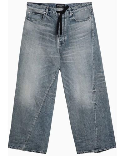 Balenciaga Light Oversized baggy Jeans In Washed Denim - Blue