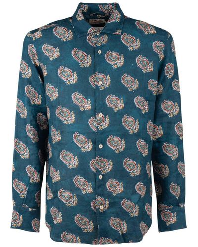 Saint Barth Pamplona Linen Shirt With Paisley Pattern - Blue