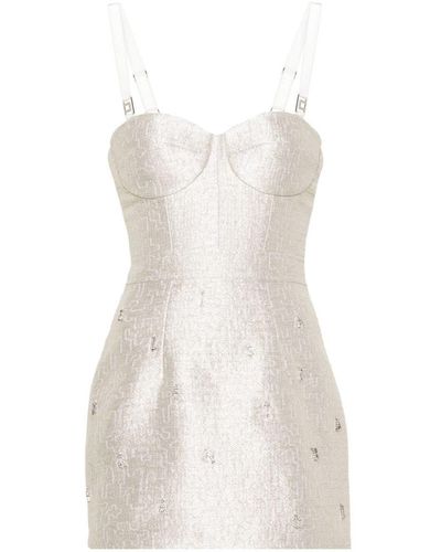 Elisabetta Franchi Short Tweed Dress With Lurex Details - White