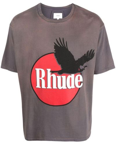 Rhude Logo-print Cotton T-shirt - Grey