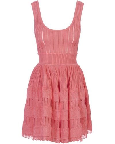 Alaïa Fluid Skater Mini Dress - Pink