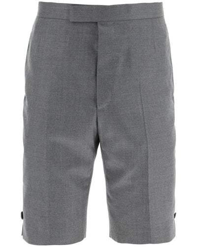 Thom Browne Super 120's Wool Shorts With Back Strap - Grey