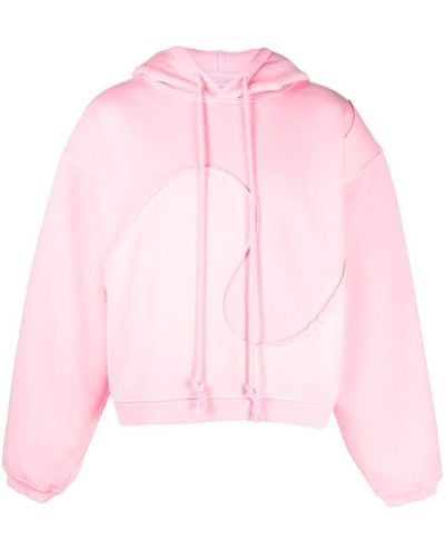 ERL Swirl-panelled Drawstring Fleece Hoodie - Pink