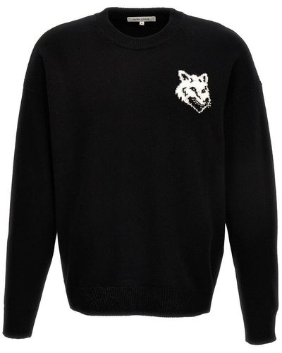 Maison Kitsuné Fox Head Sweater, Cardigans - Black