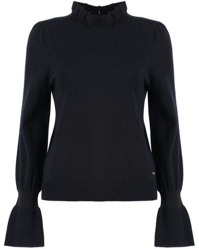 BOSS Ribbed Cashmere And Wool Jumper - Blue