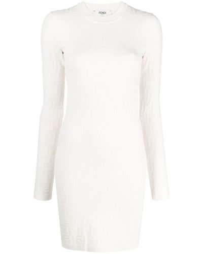 Fendi Ff Pattern Mini Dress - White