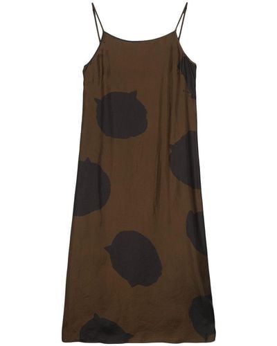 Uma Wang Almeya Midi Dress With Abstract Print - Brown