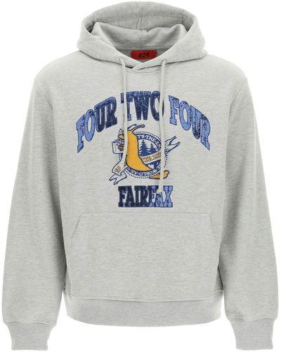 424 College Embroidery Hoodie - Gray