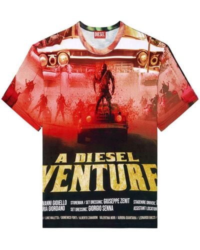 DIESEL T-Boxt-Adventure T-Shirt With Film Print - Red