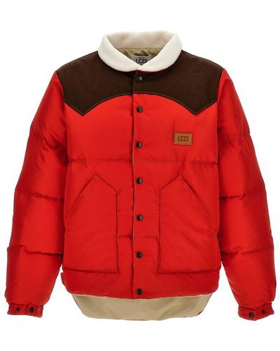 LC23 'Paneled' Down Jacket - Red