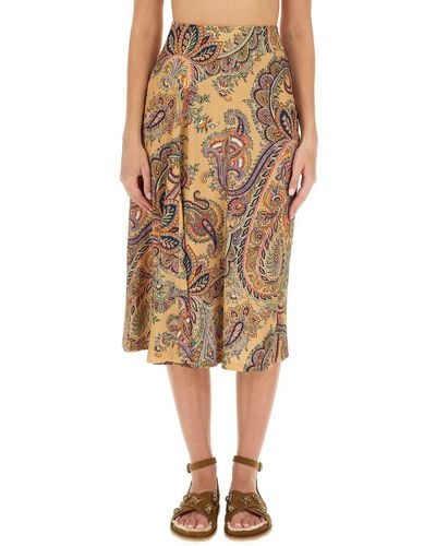 Etro Paisley Print Skirt - Natural