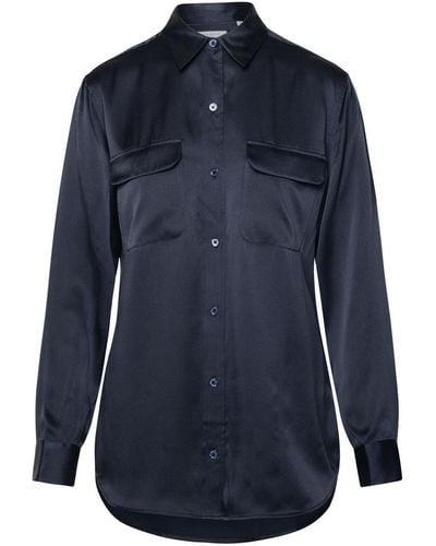 Equipment Black Silk Shirt - Blue