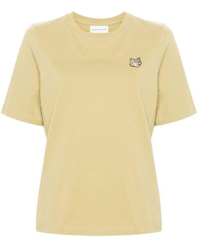 Maison Kitsuné T-Shirt With Fox Print - Yellow