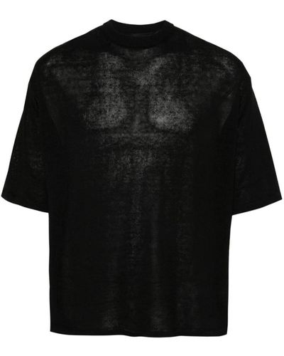 Roberto Collina Linen Crew Neck T-Shirt - Black