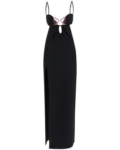 Nensi Dojaka Long Dress With Heart Detail - Black