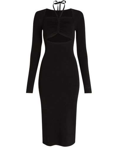 Karl Lagerfeld Cut-out Long Sleeve Knit Dress - Black
