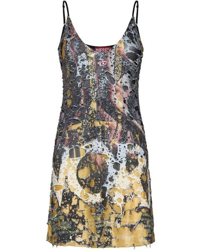 DIESEL Destroyed Jersey Mini Dress - Multicolour