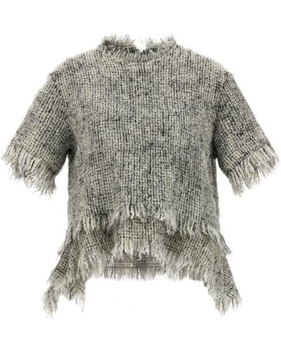 Sacai Tweed Sweater Sweater, Cardigans - Grey