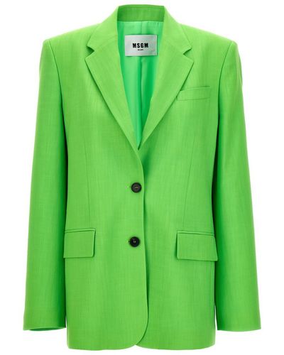MSGM Single-breasted Blazer Blazer And Suits - Green