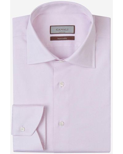 Canali Cotton Textured Shirt - Purple