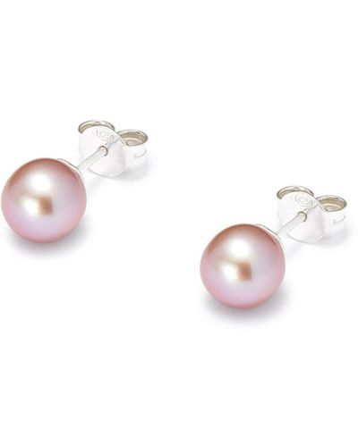 Hatton Labs Freshwater Pink Pearl Stud Earrings In Sterling Silver Woman - White