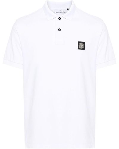 Stone Island Piqué Slim Fit Polo Shirt - White