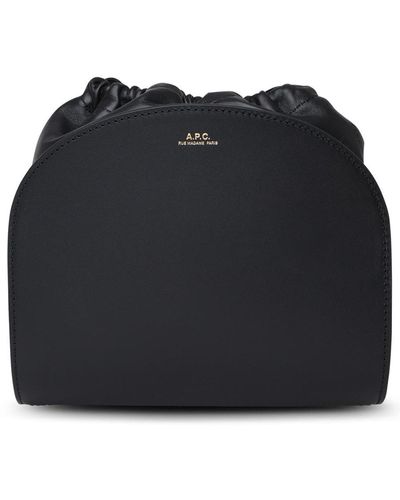 A.P.C. Black Leather Demi-lune Mini Bag