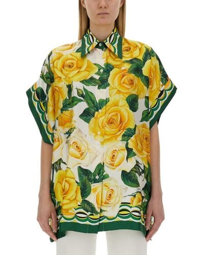 Dolce & Gabbana Flower Print Shirt - Yellow