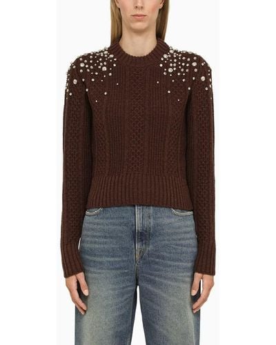 Golden Goose Crystal-embellished Virgin-wool Sweater - Brown